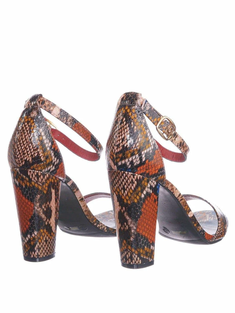 Bamboo Mania38 Block Heel Snake Print Dress Sandal - 2 Piece Ankle Strap Open Toe Shoe New