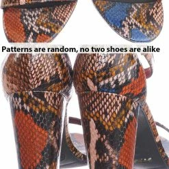 Bamboo Mania38 Block Heel Snake Print Dress Sandal - 2 Piece Ankle Strap Open Toe Shoe New