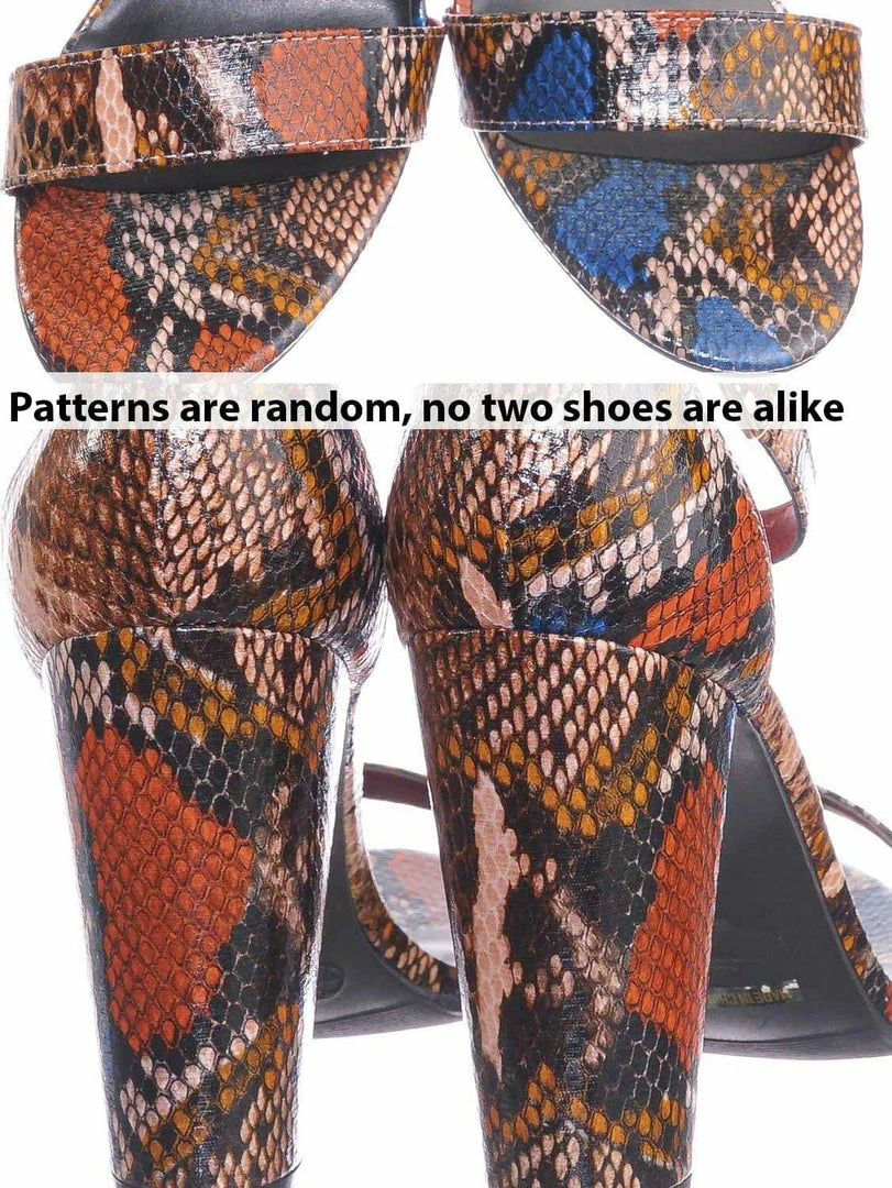 Bamboo Mania38 Block Heel Snake Print Dress Sandal - 2 Piece Ankle Strap Open Toe Shoe New