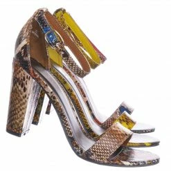 Bamboo Mania38 Block Heel Snake Print Dress Sandal - 2 Piece Ankle Strap Open Toe Shoe New