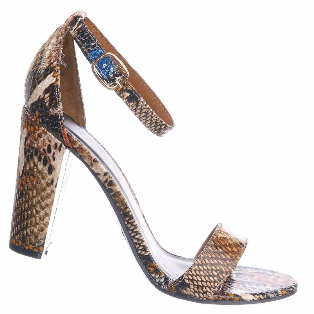 Bamboo Mania38 Block Heel Snake Print Dress Sandal - 2 Piece Ankle Strap Open Toe Shoe New