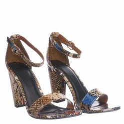 Bamboo Mania38 Block Heel Snake Print Dress Sandal - 2 Piece Ankle Strap Open Toe Shoe New
