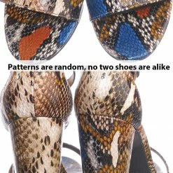Bamboo Mania38 Block Heel Snake Print Dress Sandal - 2 Piece Ankle Strap Open Toe Shoe New