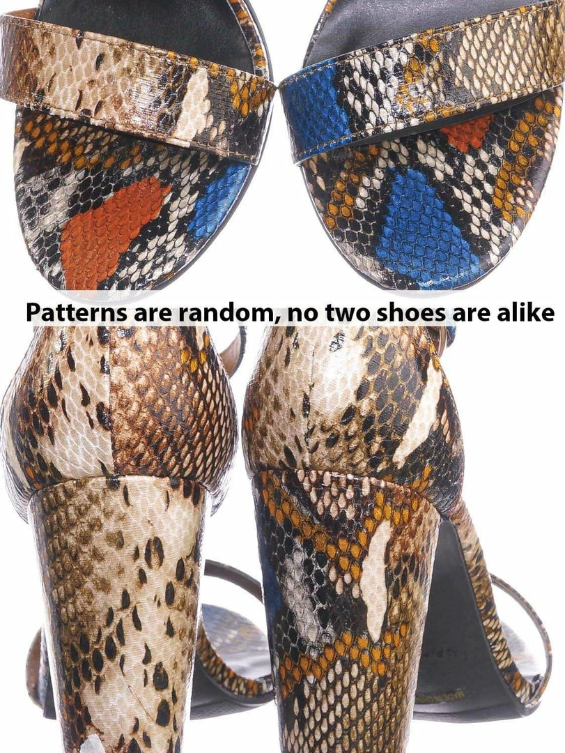 Bamboo Mania38 Block Heel Snake Print Dress Sandal - 2 Piece Ankle Strap Open Toe Shoe New