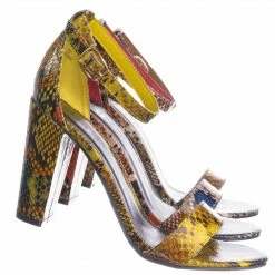 Bamboo Mania38 Block Heel Snake Print Dress Sandal - 2 Piece Ankle Strap Open Toe Shoe New