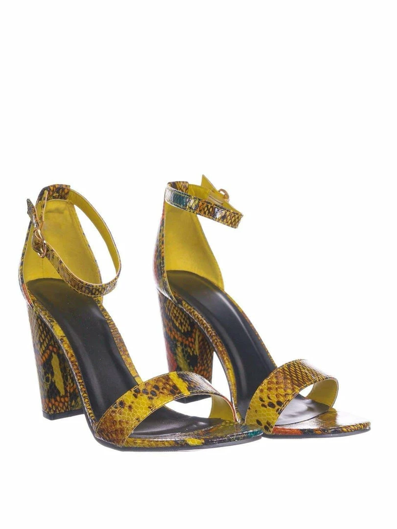 Bamboo Mania38 Block Heel Snake Print Dress Sandal - 2 Piece Ankle Strap Open Toe Shoe New