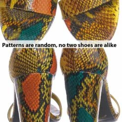 Bamboo Mania38 Block Heel Snake Print Dress Sandal - 2 Piece Ankle Strap Open Toe Shoe New