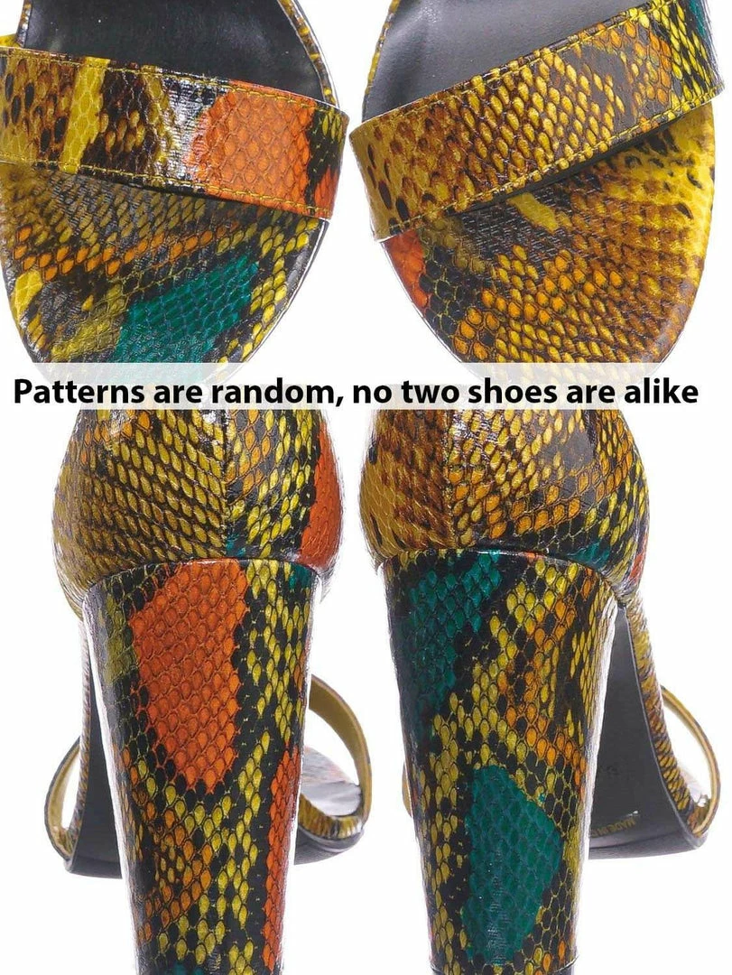 Bamboo Mania38 Block Heel Snake Print Dress Sandal - 2 Piece Ankle Strap Open Toe Shoe New