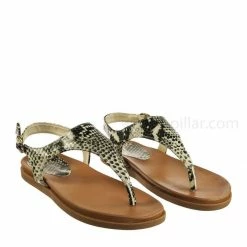 Bamboo Mission67 Vintage Rubber Thong Sandal - Womens Triangle T-Strap Ankle Buckle
