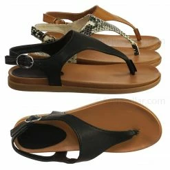 Bamboo Mission67 Vintage Rubber Thong Sandal - Womens Triangle T-Strap Ankle Buckle