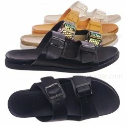 Bamboo Mission72 Flexible Molded Footbed Slides - Women Double Buckle Yoga Slippers New
