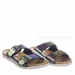 Bamboo Mission72 Flexible Molded Footbed Slides - Women Double Buckle Yoga Slippers New