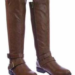 Bamboo Montana75 Fur Lined Fashion Equestrian Riding Boots W Elastic Panel Belt Harness