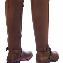 Bamboo Montana75 Fur Lined Fashion Equestrian Riding Boots W Elastic Panel Belt Harness