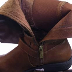 Bamboo Montana75 Fur Lined Fashion Equestrian Riding Boots W Elastic Panel Belt Harness