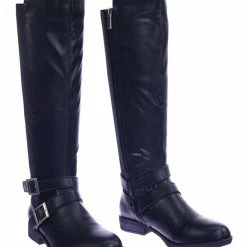 Bamboo Montana75 Fur Lined Fashion Equestrian Riding Boots W Elastic Panel Belt Harness