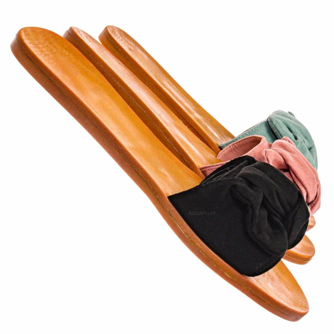 Bamboo Moondance17 Twist Knot Flat Slipper Mule - Women Slide In Boho Wide Band Sandal New