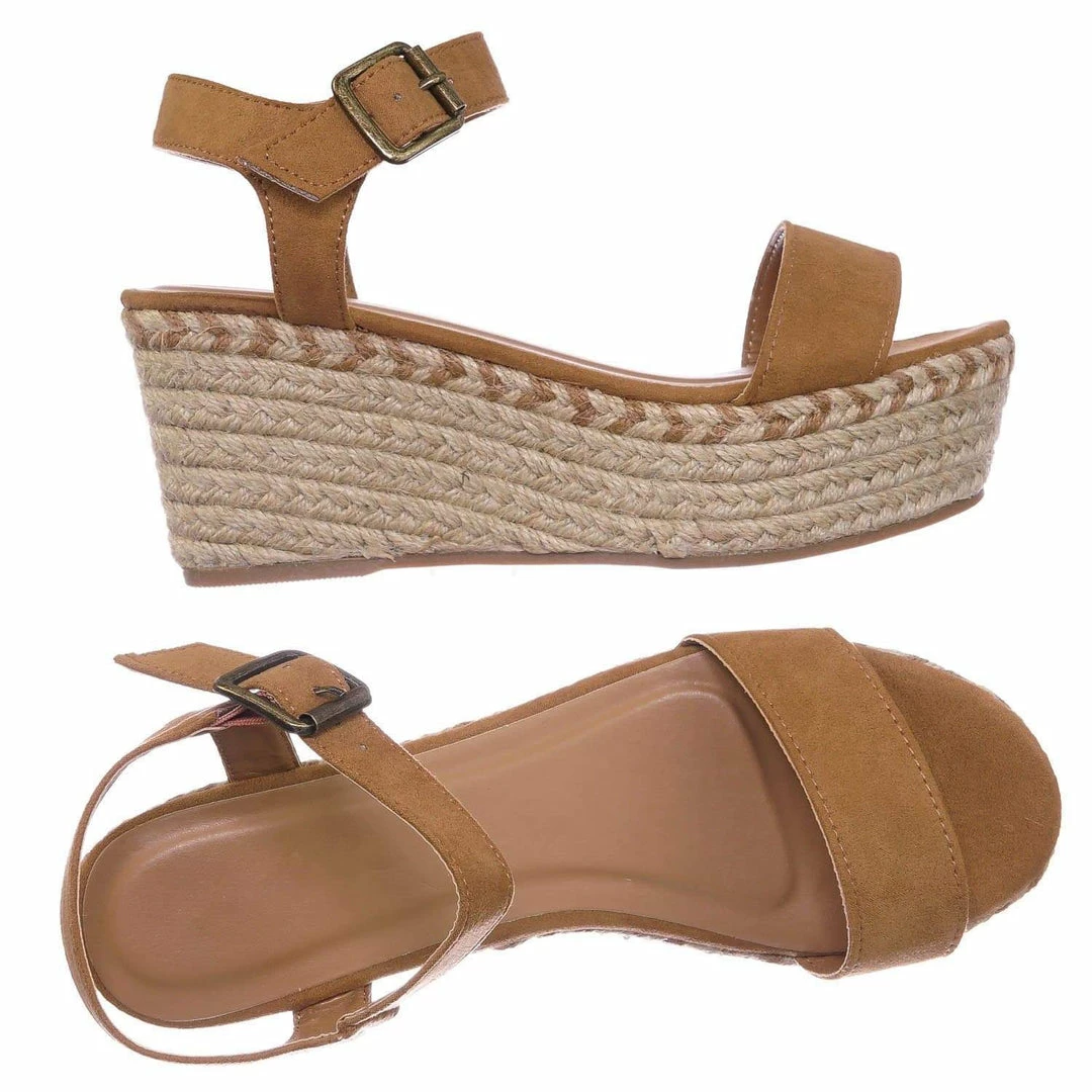 Bamboo Motion02 Espadrile Platform Wedge Sandal - Women Jute Braided Flatform Open Toe New