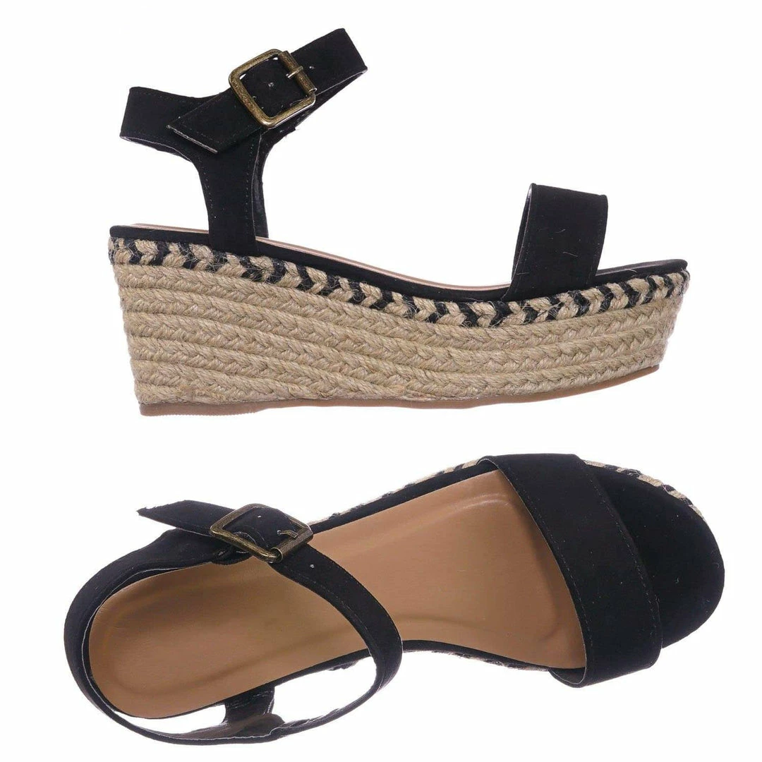 Bamboo Motion02 Espadrile Platform Wedge Sandal - Women Jute Braided Flatform Open Toe New