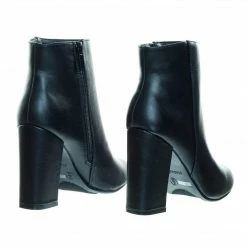 Bamboo New Namaste05 Floral Embroidery Block Heel Ankle Bootie W Faux Fur Lining