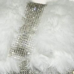 Bamboo Nighttime02 Faux Fur Rhinestone Flatform Slides - Molded Footbed Crystal Sandal New