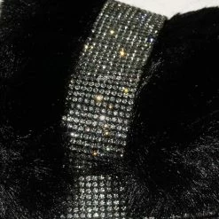 Bamboo Nighttime02 Faux Fur Rhinestone Flatform Slides - Molded Footbed Crystal Sandal New
