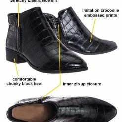 Bamboo New Occasion01 Croc Print Ankle Chelsea Bootie