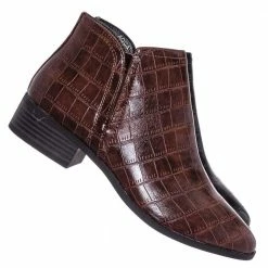 Bamboo New Occasion01 Croc Print Ankle Chelsea Bootie