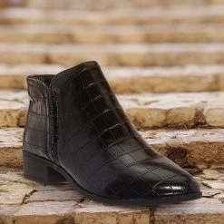 Bamboo New Occasion01 Croc Print Ankle Chelsea Bootie