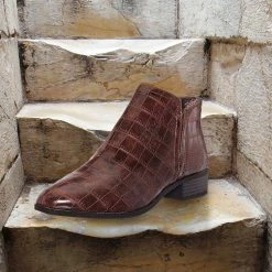 Bamboo New Occasion01 Croc Print Ankle Chelsea Bootie