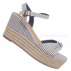 Bamboo Olson09 Espadrille Wedge Sandal -Women Multi Print & Polka Dot Braided Jute Wrap