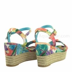 Bamboo Olson09 Espadrille Wedge Sandal -Women Multi Print & Polka Dot Braided Jute Wrap