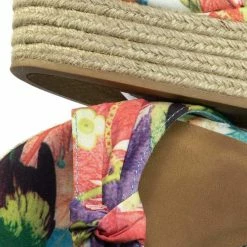 Bamboo Olson09 Espadrille Wedge Sandal -Women Multi Print & Polka Dot Braided Jute Wrap