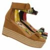 Bamboo New Olson19 Espadrille Jute Rope Braided Wedge Sandal - Women Bow Floral Ankle Strap