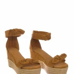 Bamboo New Olson19 Espadrille Jute Rope Braided Wedge Sandal - Women Bow Floral Ankle Strap