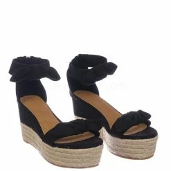 Bamboo New Olson19 Espadrille Jute Rope Braided Wedge Sandal - Women Bow Floral Ankle Strap