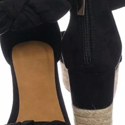 Bamboo New Olson19 Espadrille Jute Rope Braided Wedge Sandal - Women Bow Floral Ankle Strap