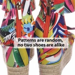 Bamboo New Olson19 Espadrille Jute Rope Braided Wedge Sandal - Women Bow Floral Ankle Strap