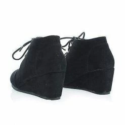 Paddy01 By Bamboo, Round Toe Lace Up Hidden Wedge Heel Ankle Bootie
