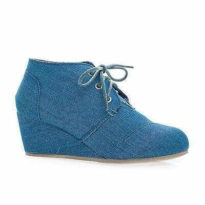 Paddy01 By Bamboo, Round Toe Lace Up Hidden Wedge Heel Ankle Bootie