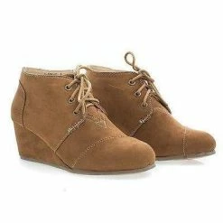 Paddy01 By Bamboo, Round Toe Lace Up Hidden Wedge Heel Ankle Bootie