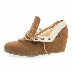 Paddy01 By Bamboo, Round Toe Lace Up Hidden Wedge Heel Ankle Bootie