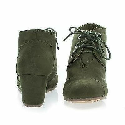 Paddy01 By Bamboo, Round Toe Lace Up Hidden Wedge Heel Ankle Bootie