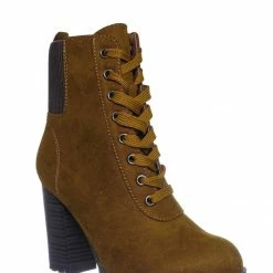 Bamboo Pilate09 Block Heel Combat Bootie - Lug Sole Lace Up Goth Victorian Ankle Boots