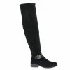 Pilot32M By Bamboo, Biker / Riding Over Knee Boots W Stack Heel & Wraparound Buckle Strap New