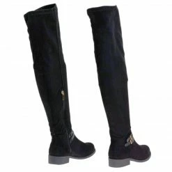 Pilot32M By Bamboo, Biker / Riding Over Knee Boots W Stack Heel & Wraparound Buckle Strap New