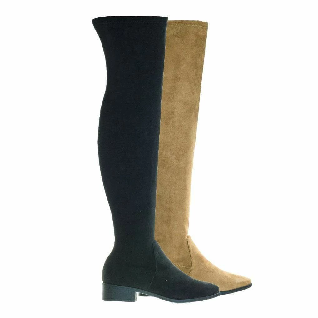 Bamboo Play04 Over-The-Knee Thigh High Boots W Low Block Heel & Inner Zipper New