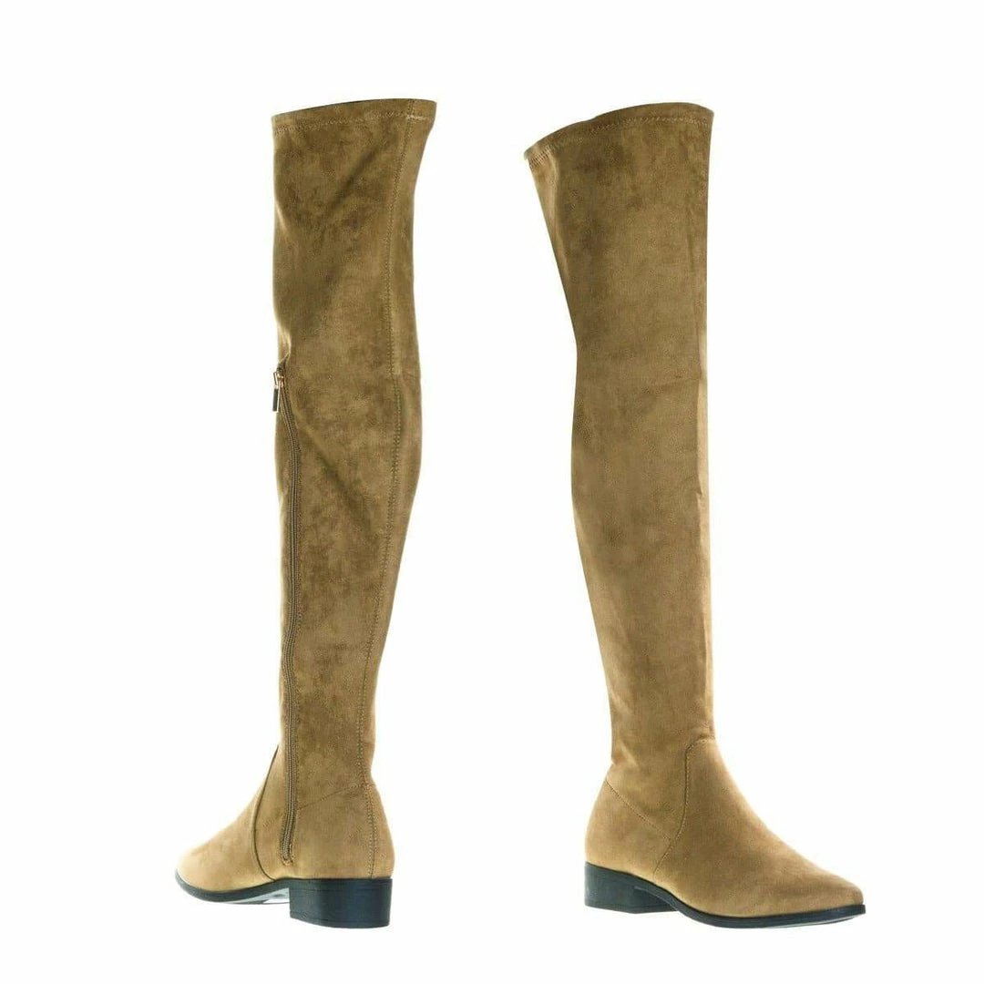 Bamboo Play04 Over-The-Knee Thigh High Boots W Low Block Heel & Inner Zipper New
