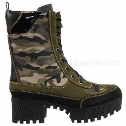 Bamboo Powerful06 Faux Fur Lninig Combat Boots - Military Lug Sole Color Block Shoes New