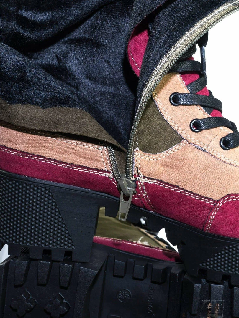 Bamboo Powerful06 Faux Fur Lninig Combat Boots - Military Lug Sole Color Block Shoes New